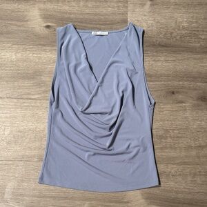Zara Soft Blue Drape Blouse